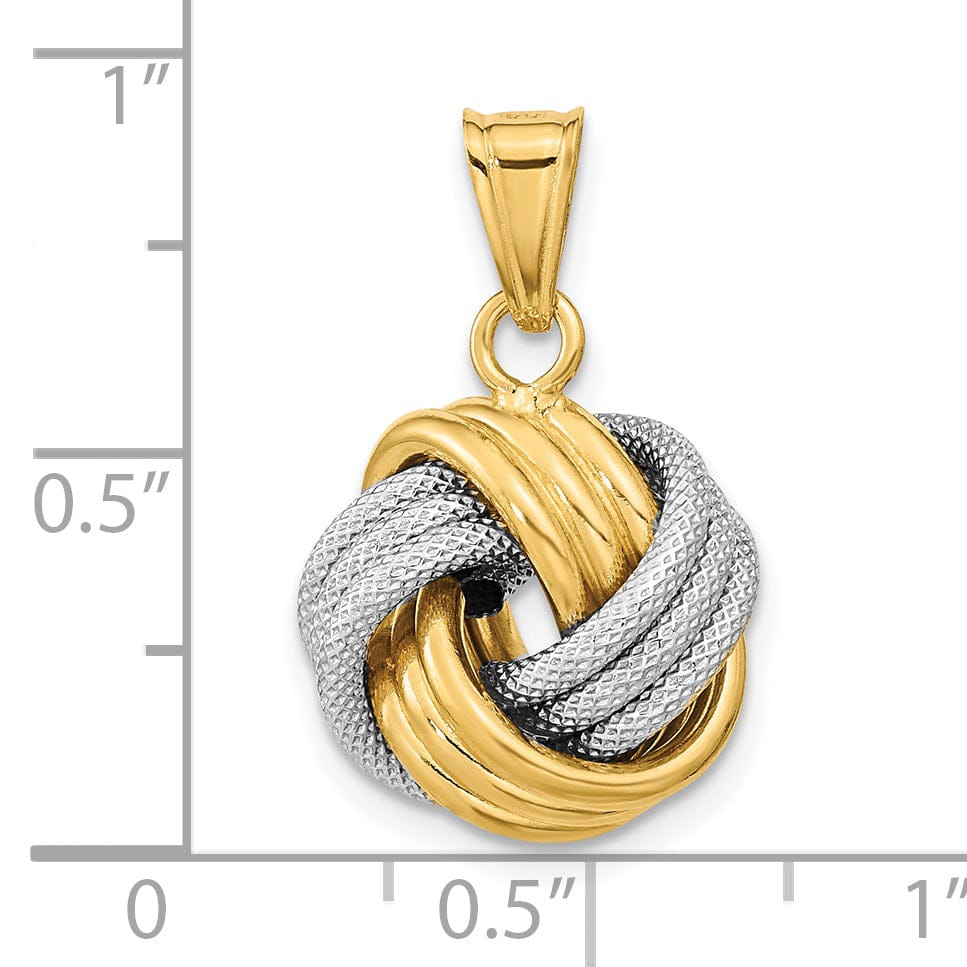 14k Two Tone Gold Polished Love Knot Pendant