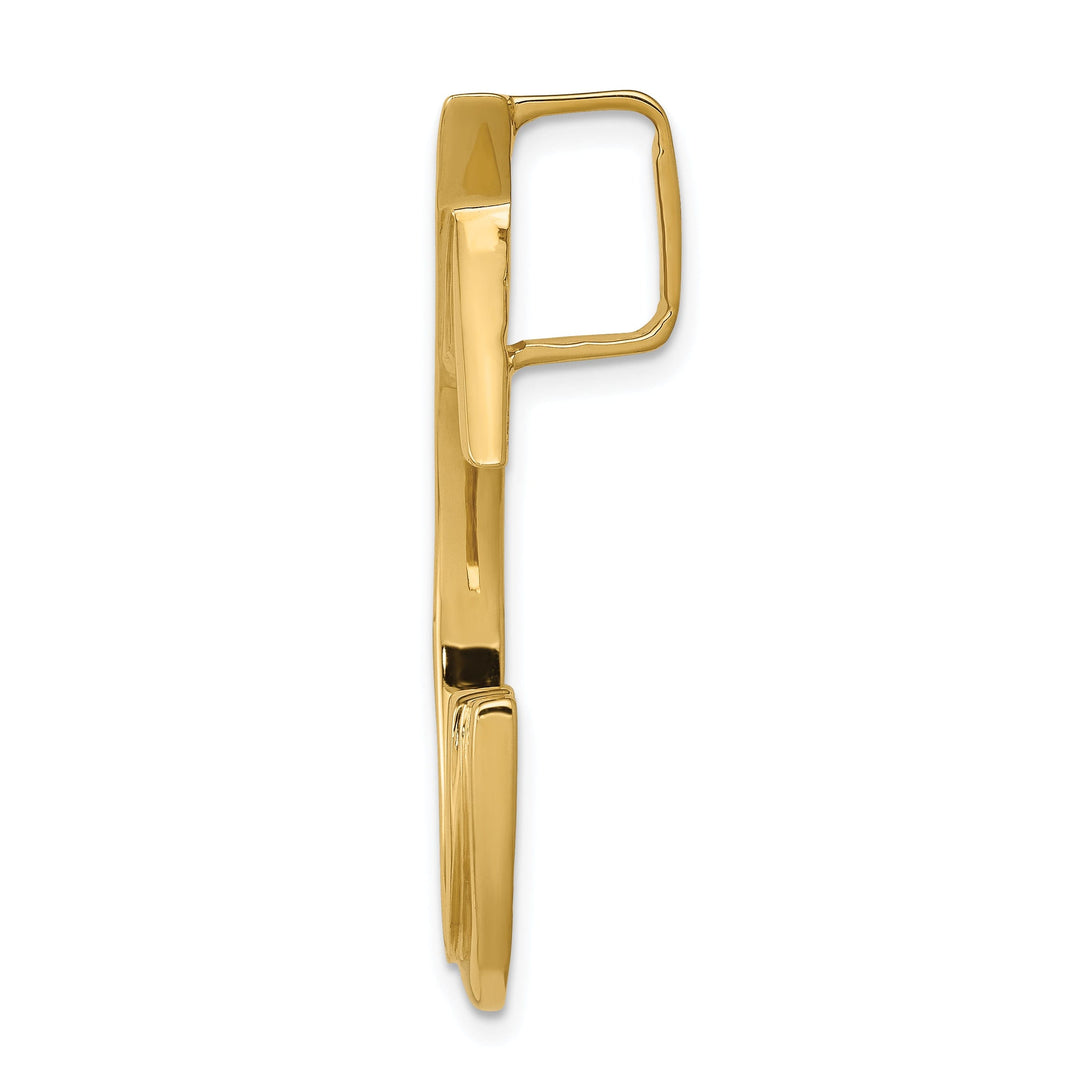 14k Yellow Gold Solid Polished Finish Fancy Omega Design Slide Pendant fits upto 8 mm Omega