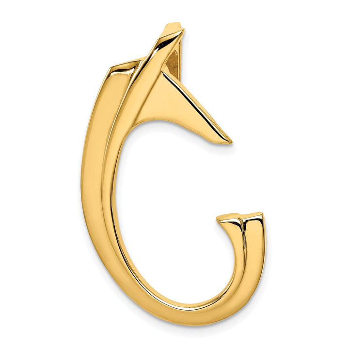 14k Yellow Gold Solid Polished Finish Fancy Omega Design Slide Pendant fits upto 8 mm Omega