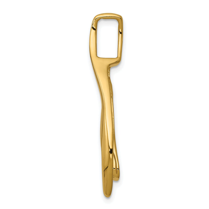 14K Yellow Gold Polished Finish Solid Reversible Fancy Ridge Style Design Omega Slide Pendant fits upto 3 mm Omega