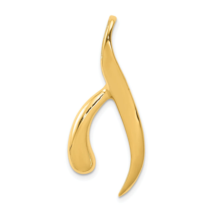 14K Yellow Gold Polished Finish Solid Reversible Fancy Ridge Style Design Omega Slide Pendant fits upto 3 mm Omega