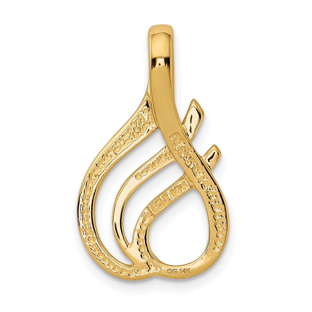 14k Yellow Gold Polished Finish Double Swirl Design Fancy Slide Pendant fits upto 6 mm Omega