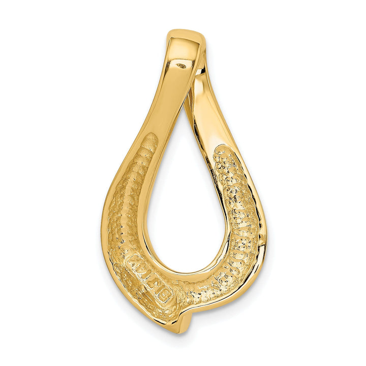 14k Yellow Gold Polished Finish Fancy Reversible Sleek Design Omega Slide Pendant fits upto 10 mm Omega