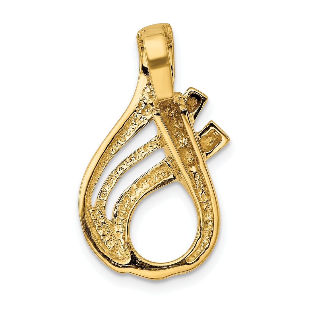 14k Yellow Gold Polished Finish Reversible Double Swirl Design Fancy Slide Pendant fits upto 5 mm Omega