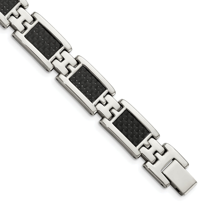 Stainless Steel Black Carbon Fiber Bracelet