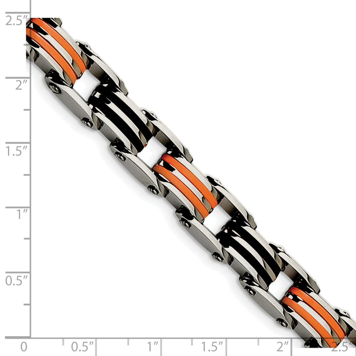 Steel Black Orange Rubber Fold Over Bracelet
