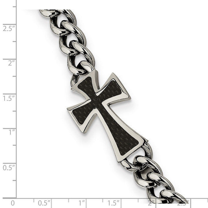 Stainless Steel Cross Curb Bracelet