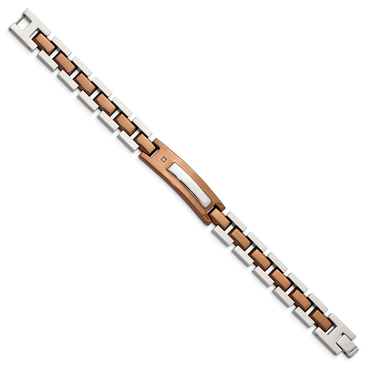 Steel Chocolate Color Diamond Fold Over Bracelet