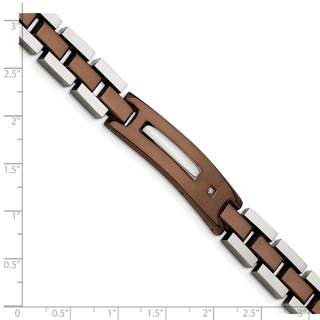 Steel Chocolate Color Diamond Fold Over Bracelet