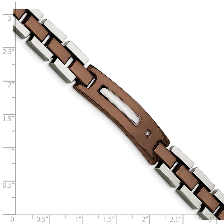 Steel Chocolate Color Diamond Fold Over Bracelet