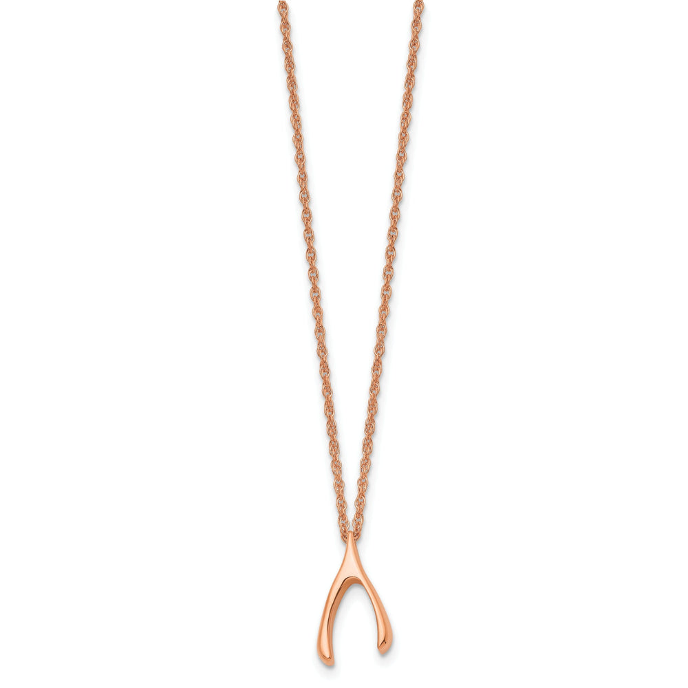Staless Steel Polish Rose Wishbone Necklace