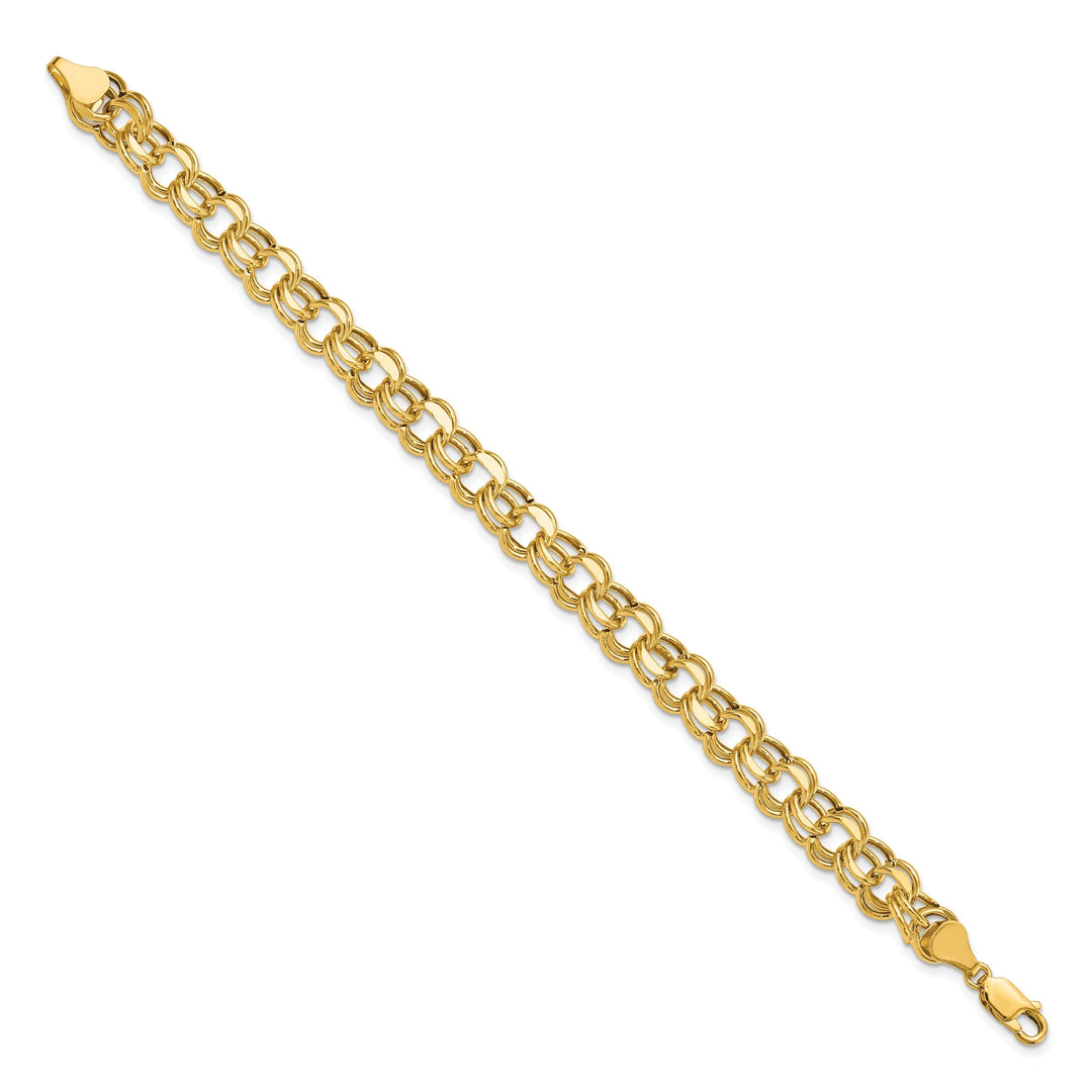 14k Yellow Gold Diamond Cut Charm Bracelet - 8.25-inch, 9mm, Lobster Clasp