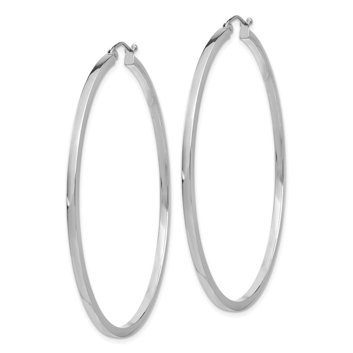 14k White Gold 2MM Square Tube Hoops