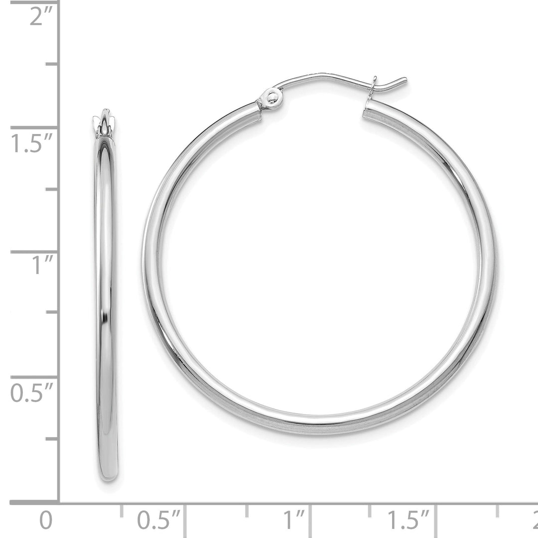 14k White Gold 2MM Round Hoop Earrings