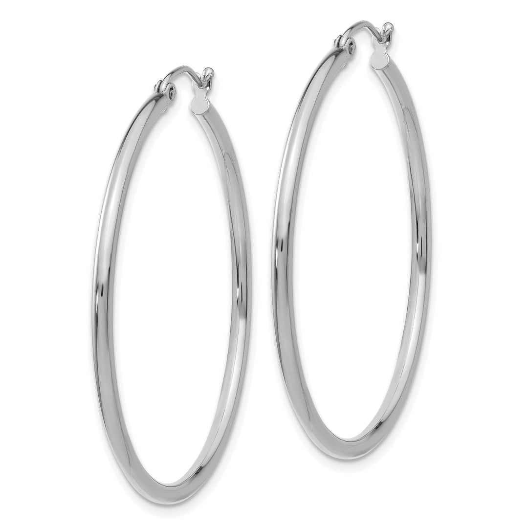 14k White Gold 2MM Round Hoop Earrings