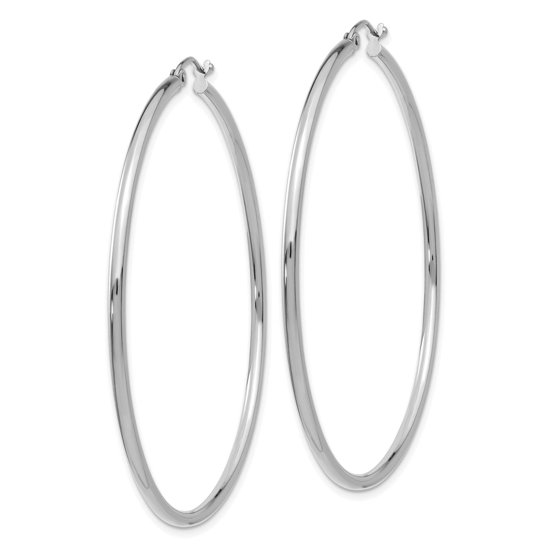 14k White Gold 2MM Round Hoop Earrings