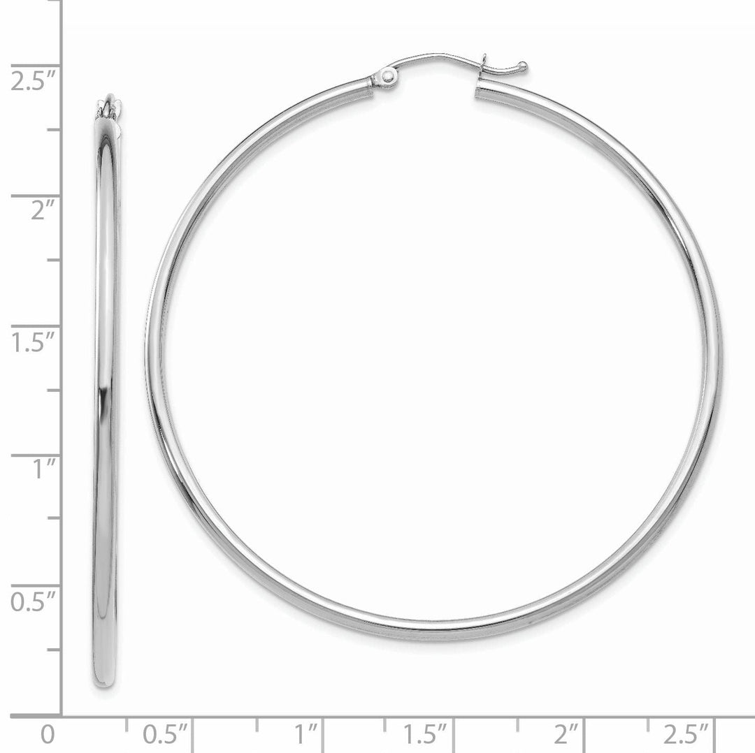 14k White Gold 2MM Round Hoop Earrings