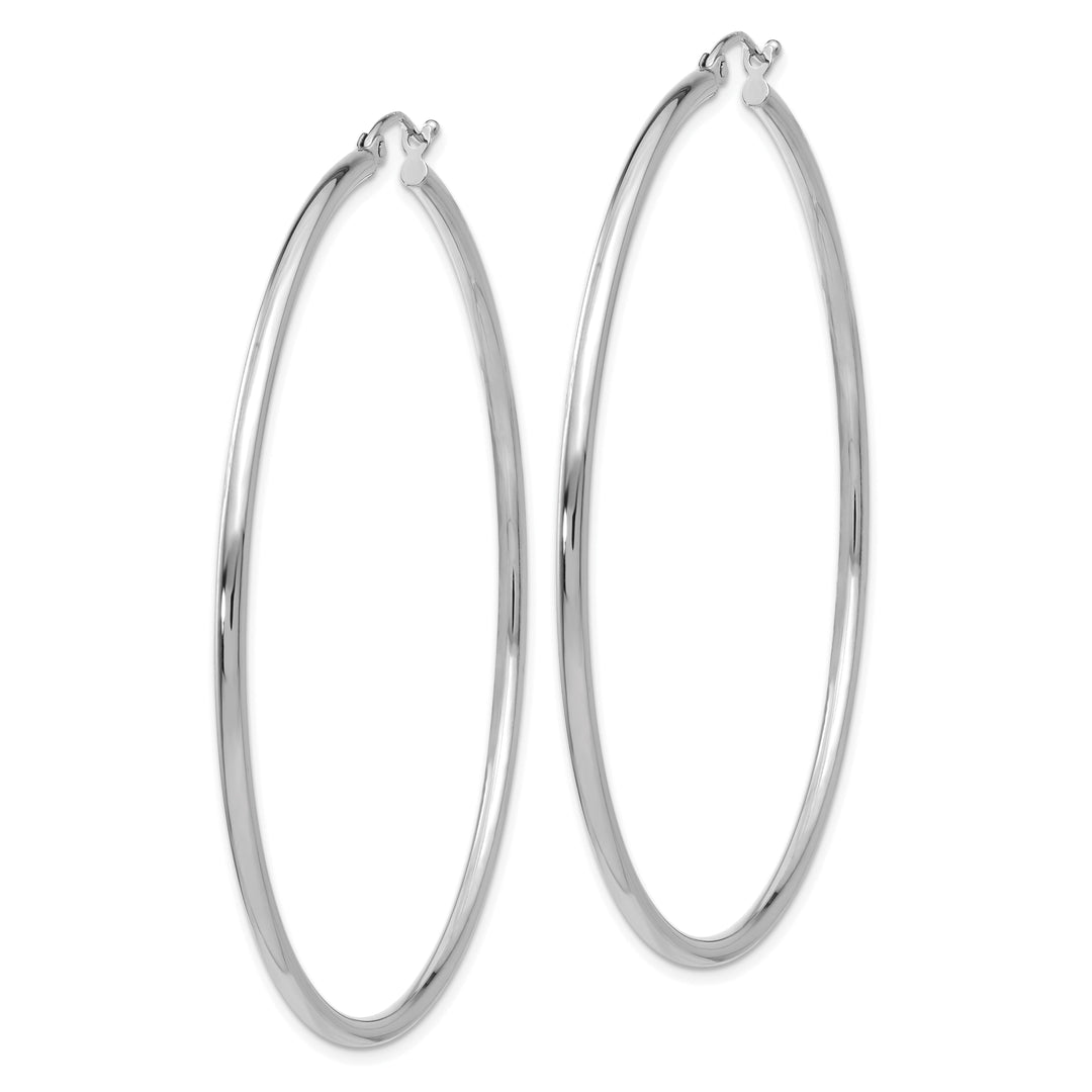 14k White Gold 2MM Round Hoop Earrings