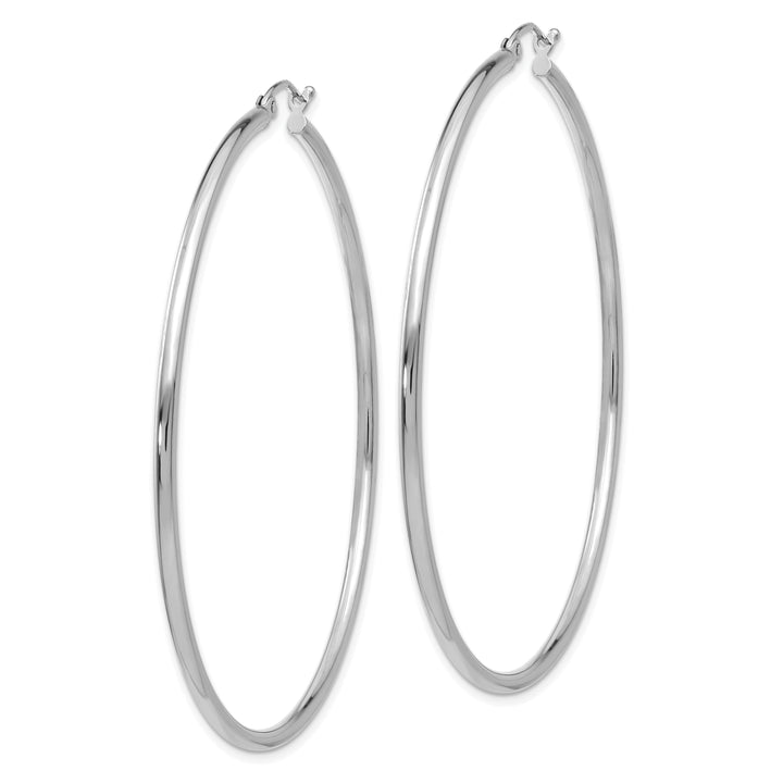 14k White Gold 2MM Round Hoop Earrings