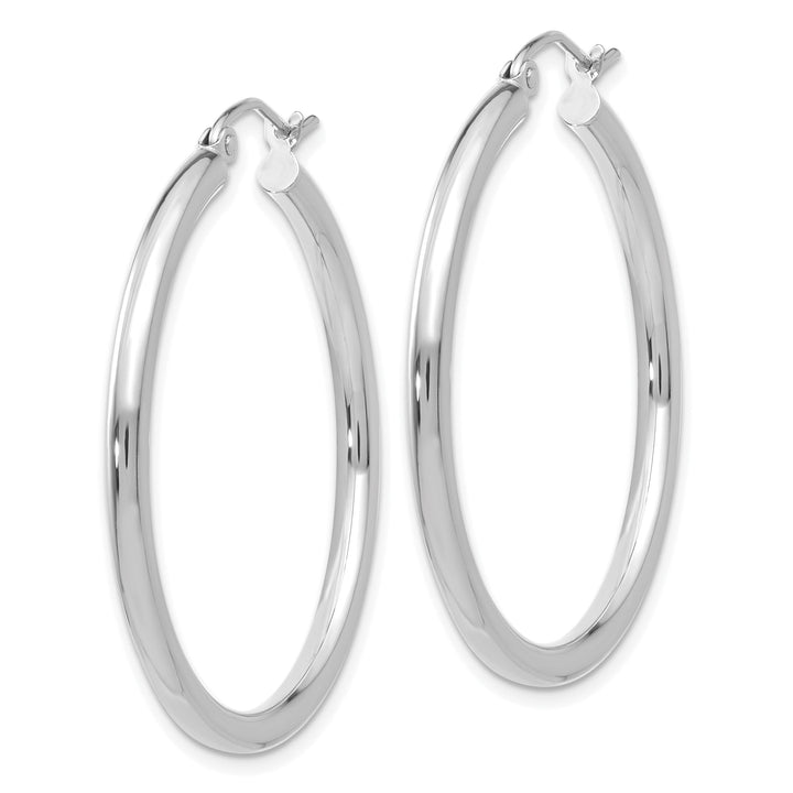 14k White Gold 2.5MM Round Hoop Earrings