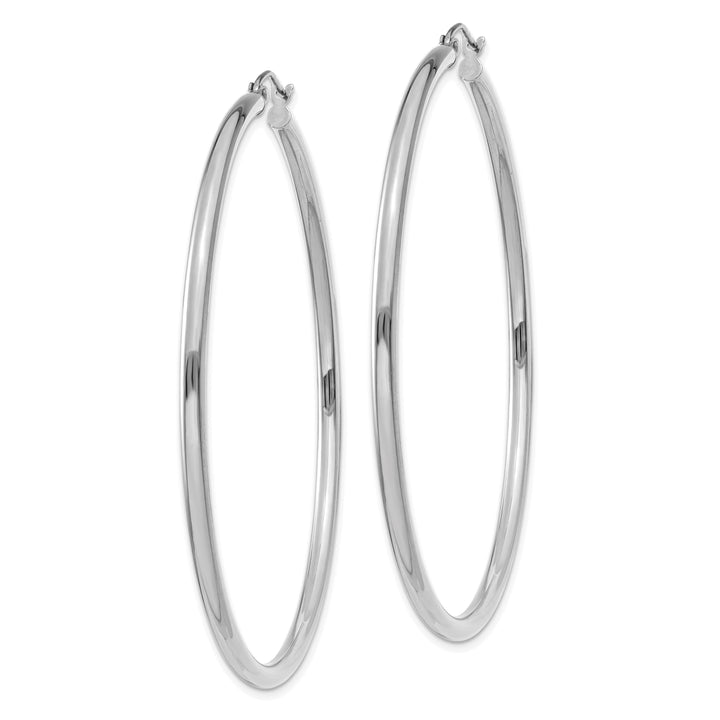 14k White Gold 2.5MM Round Hoop Earrings