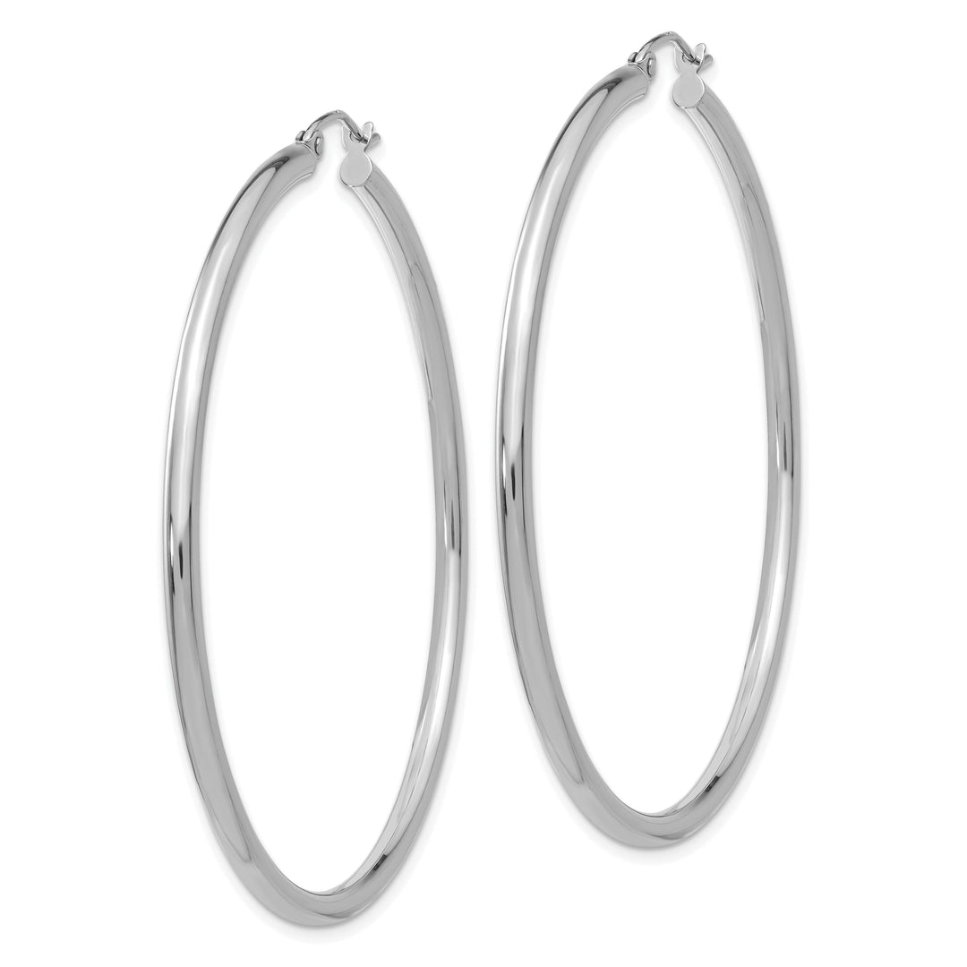 14k White Gold 2.5M Lightweight Round Hoop Earring