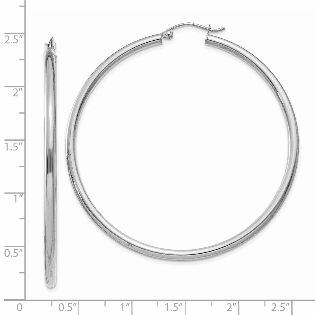 14k White Gold 2.5M Lightweight Round Hoop Earring