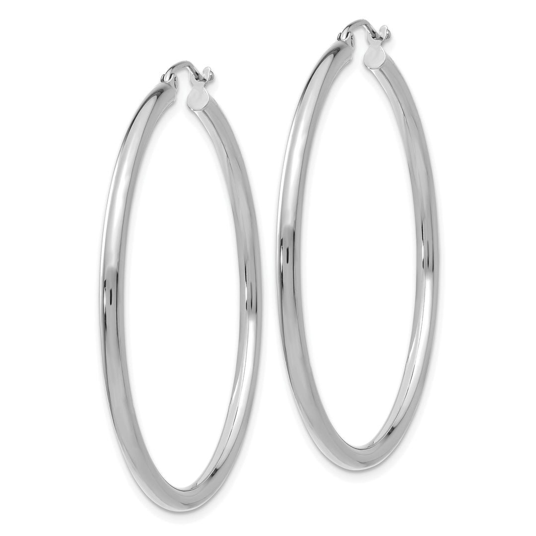 14k White Gold 2.5MM Round Hoop Earrings