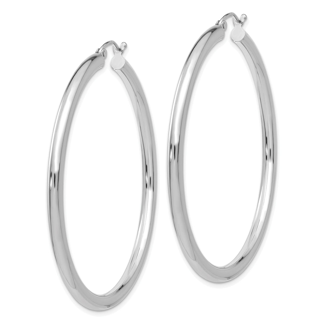 14k White Gold 3MM Round Hoop Earrings