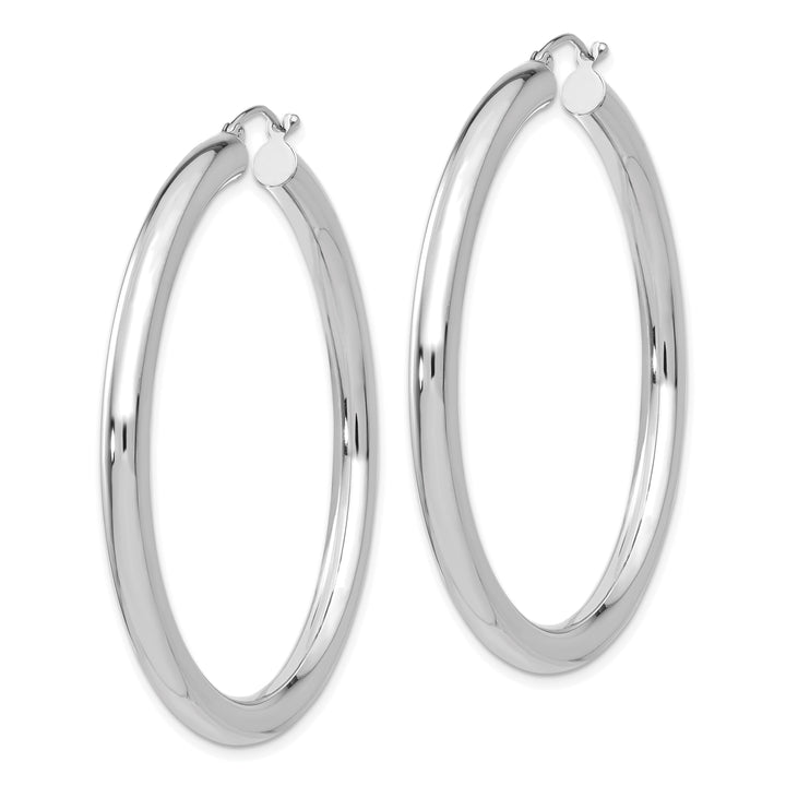 14k White Gold 4MM x 50MM Tube Hoop Earrings