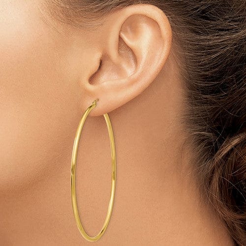 14k Yellow Gold Lightweight Tube Hoop Earrings 2M