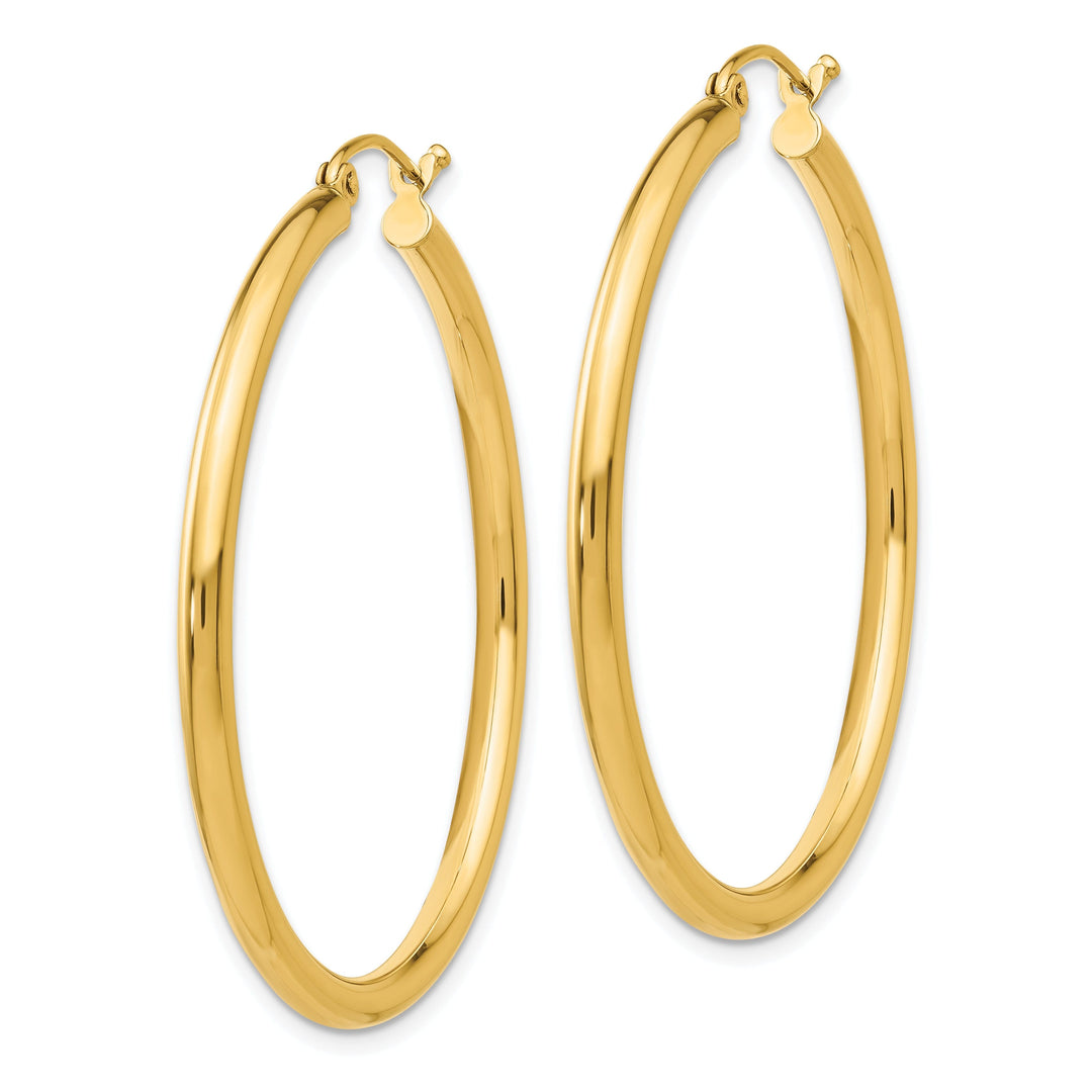 14k Yellow Gold Polished 2.5MM Round Hoop Earrings