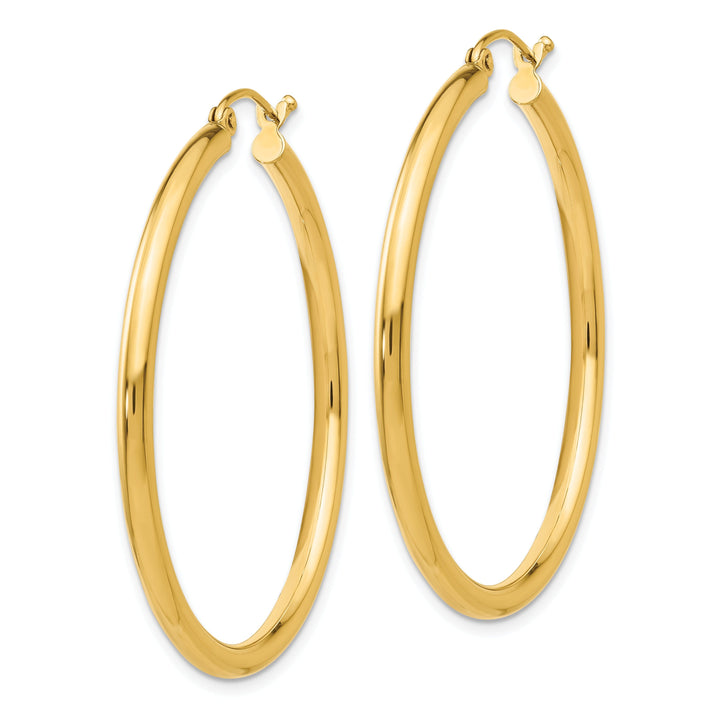 14k Yellow Gold Polished 2.5MM Round Hoop Earrings