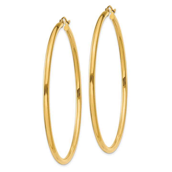 14k Yellow Gold Polished 2.5MM Round Hoop Earrings