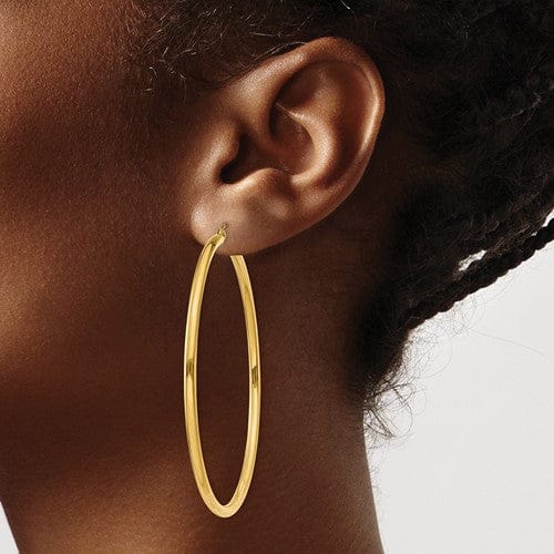 14k Yellow Gold 2.5MM Lightweight Round Earrings