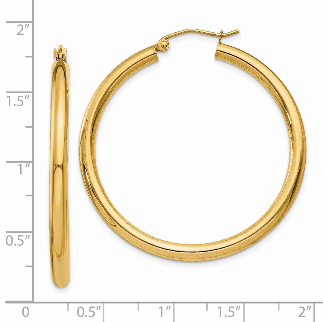 14k Yellow Gold 3MM Light Tube Hoop Earrings