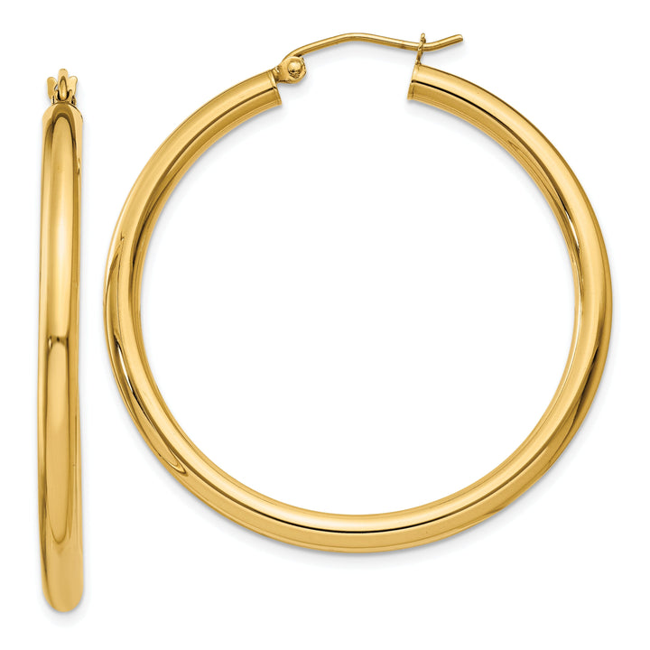 14k Yellow Gold 3MM Light Tube Hoop Earrings