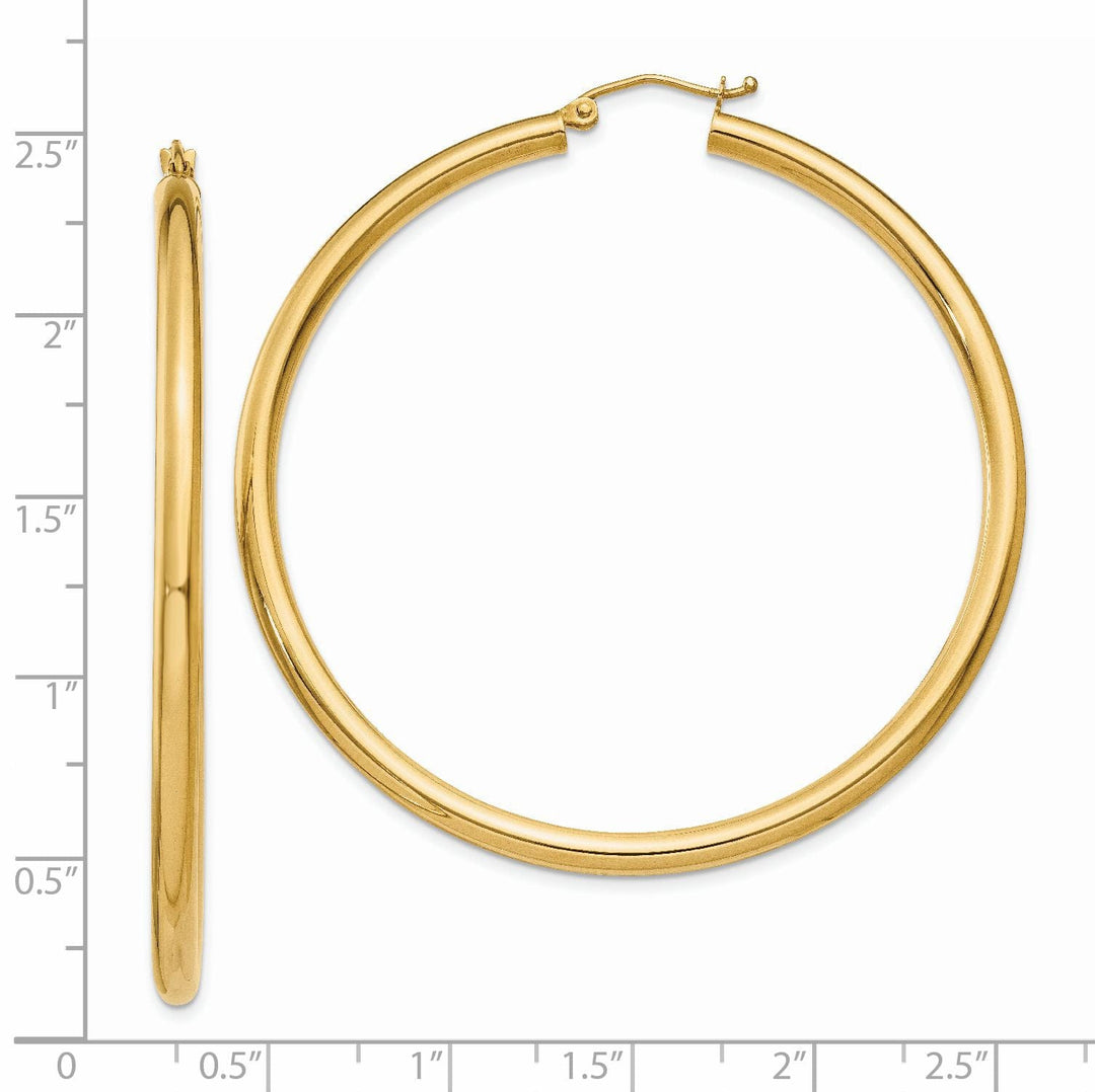 14k Yellow Gold 3MM Light Tube Hoop Earrings