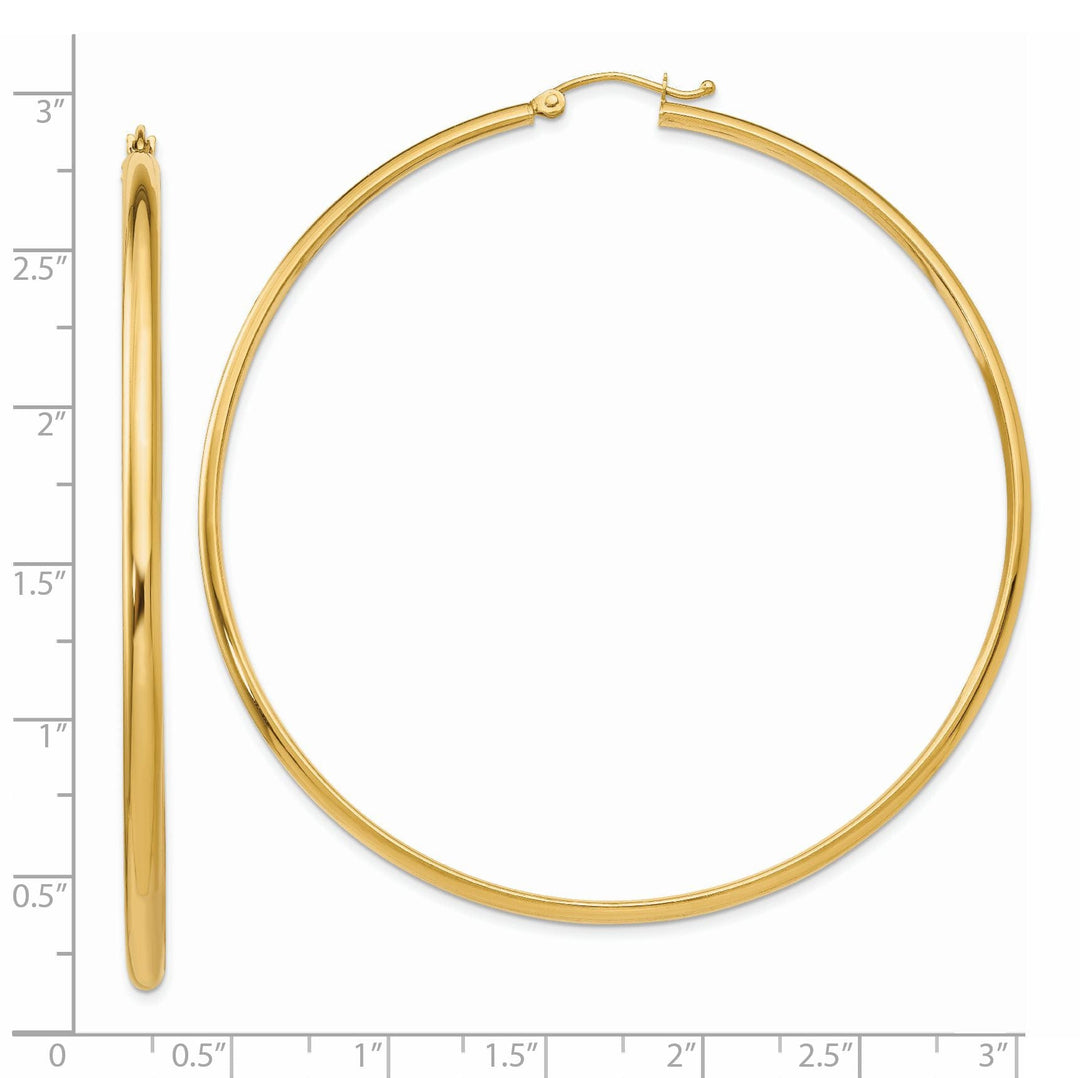 14k Yellow Gold 2.75 x 60MM Hoop Earrings