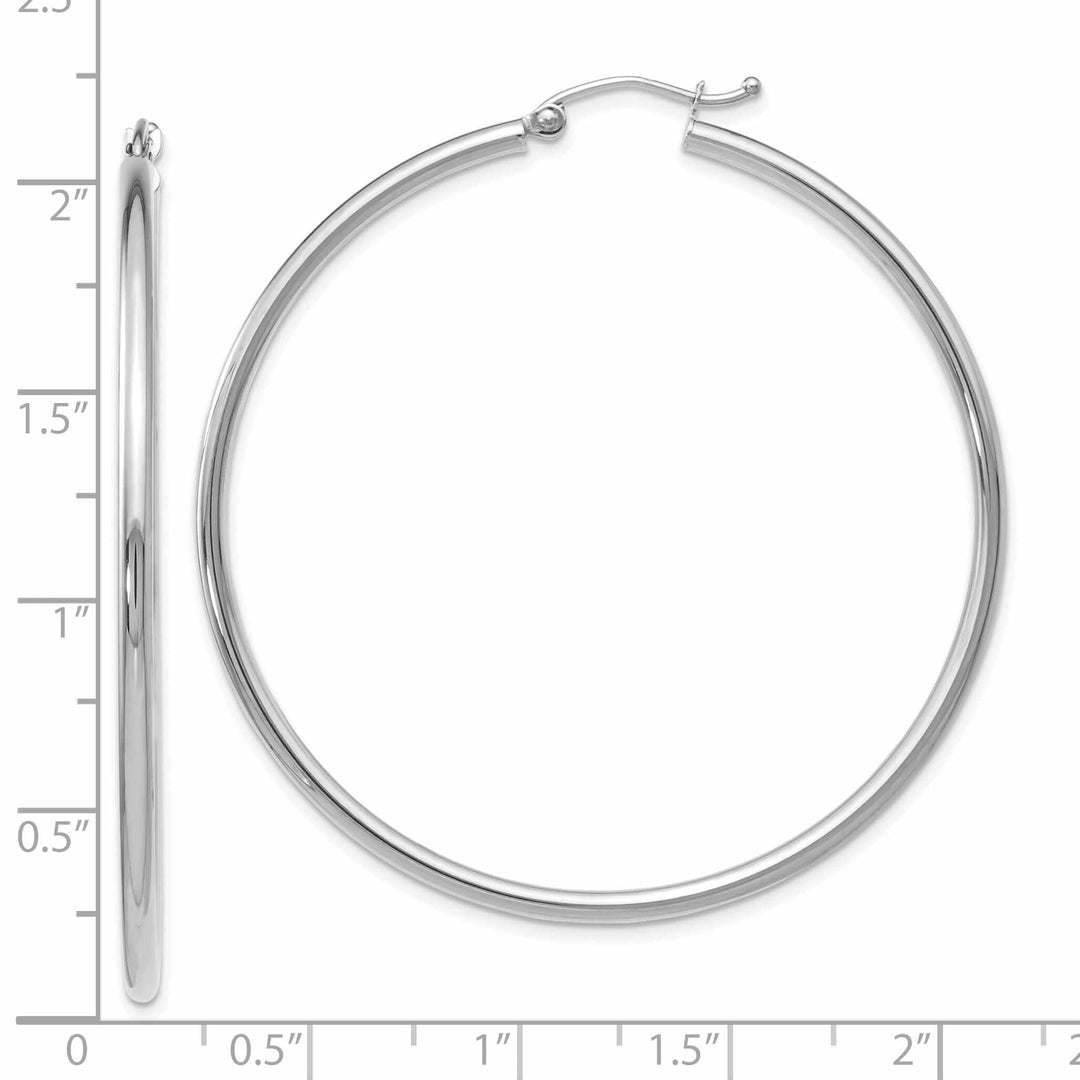 10kt White Gold Polished Hinged Hoop Earrings