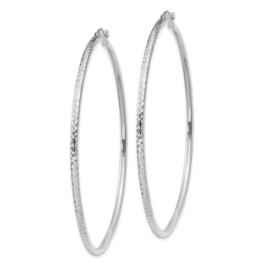 14k White Gold D-C 2MM Round Tube Hoop Earrings