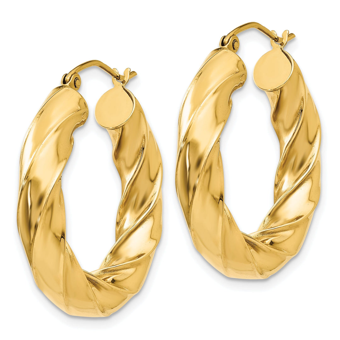 14k Yellow Gold 4.25MM Twisted Hoop Earrings