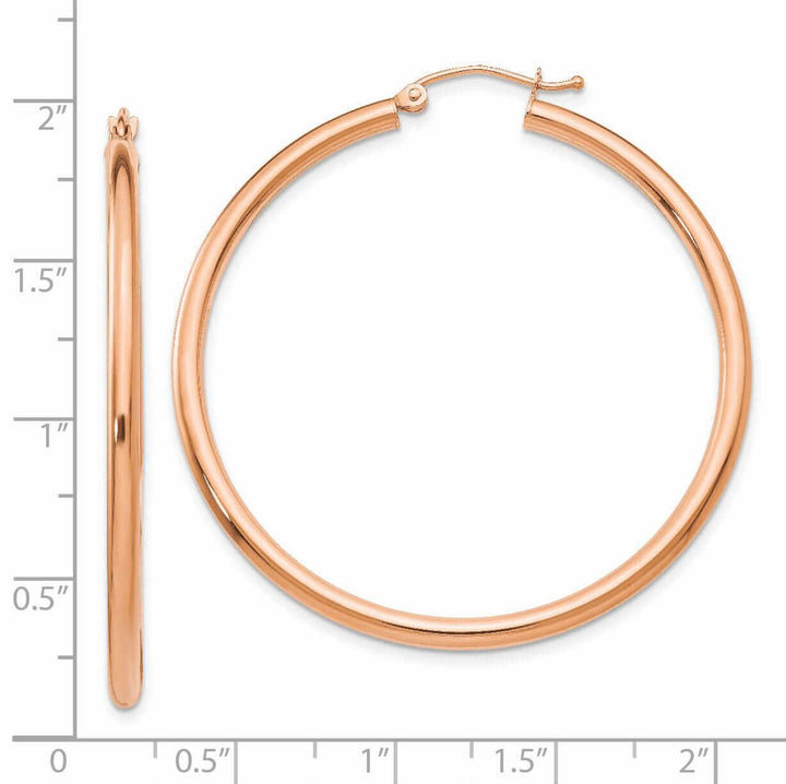 14k Rose Gold 2.5MM Polished Hoop Earrings