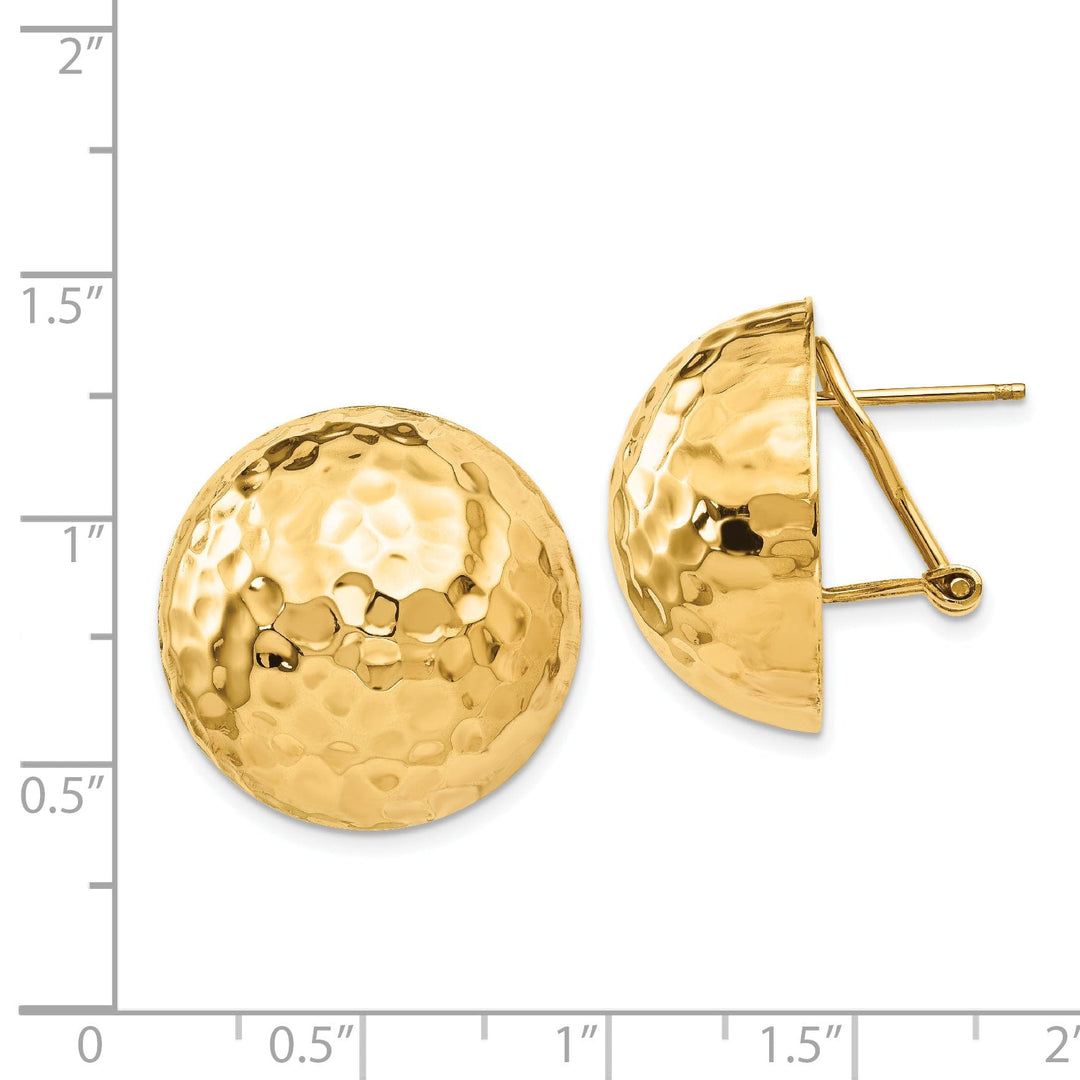 14k Yellow Gold Hammered Omega Back Post Earrings