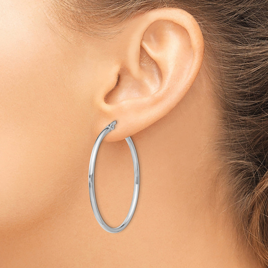 Sterling Silver Polished Finish Hinged Hoop Earrings