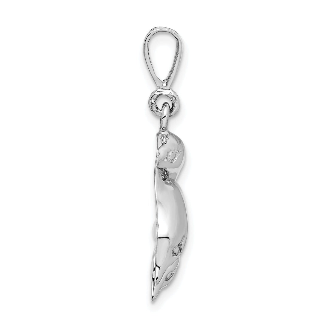 14K White Gold Polished Finish Three Dolphins Swimming Together Charm Pendant