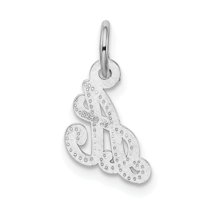 14K White Gold Small Size Casted Script Design Letter A Initial Charm Pendant
