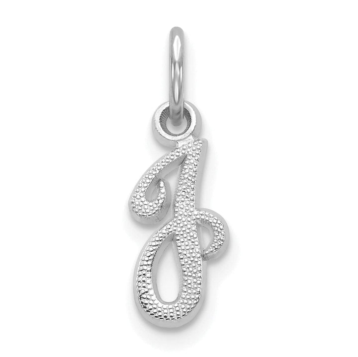 14K White Gold Small Size Casted Script Design Letter J Initial Charm Pendant