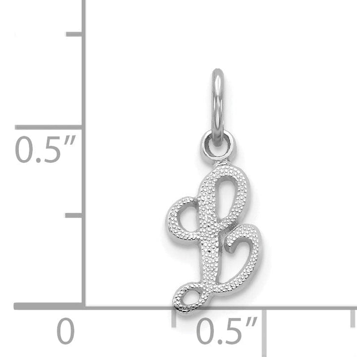 14K White Gold Small Size Casted Script Design Letter L Initial Charm Pendant