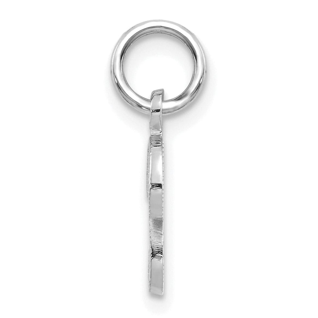 14K White Gold Small Size Casted Script Design Letter P Initial Charm Pendant